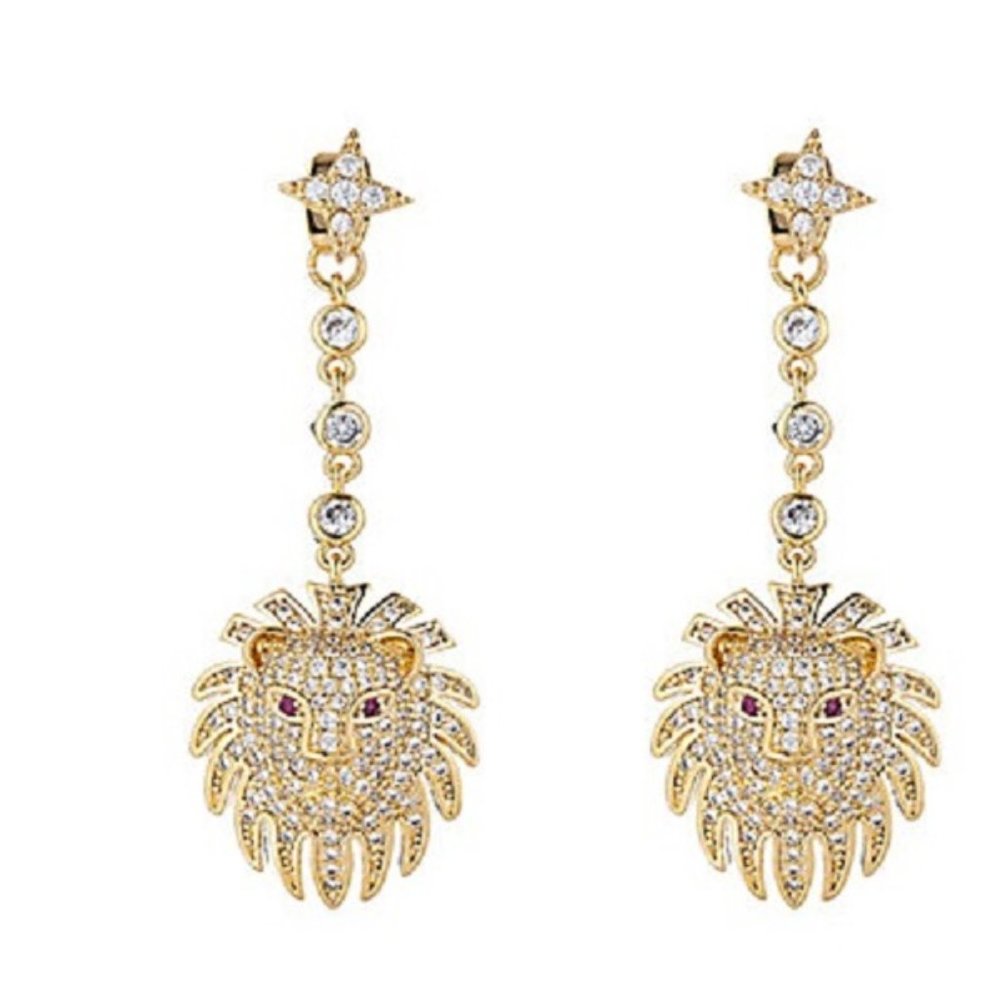 Eye Candy Los Angeles Leo Pave Drop Earrings NIB